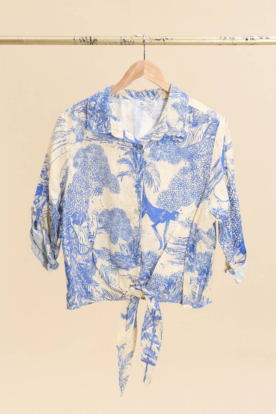 Jungle Toille Linen Blouse