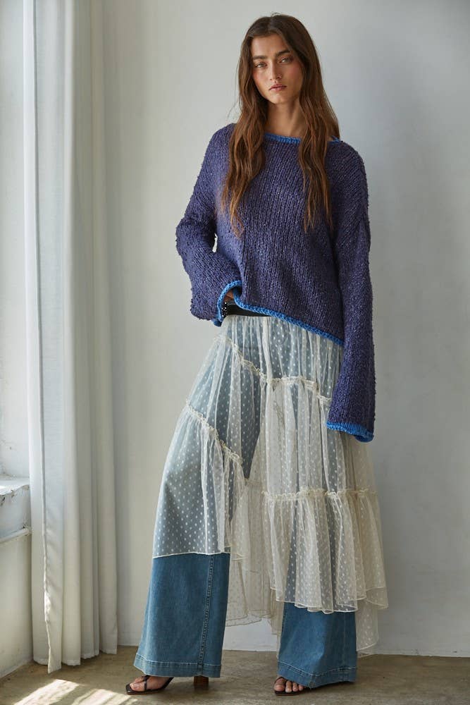 Woven  Mesh Dot Print See Through Skirt
