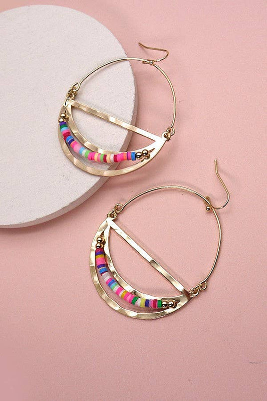 HALF MOON BEADED SILICONE DROP EARRINGS