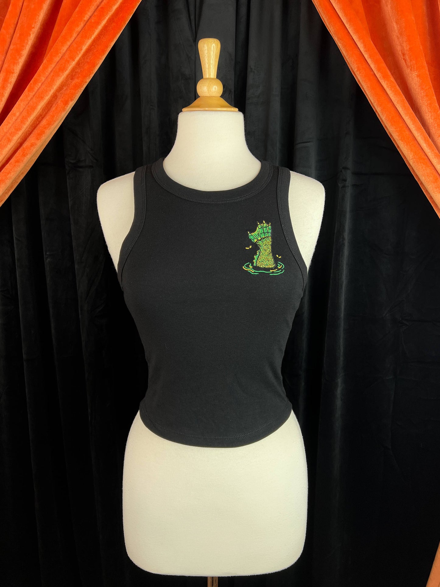 Embroidery Beware of the Lagoon Rib Racer Tank