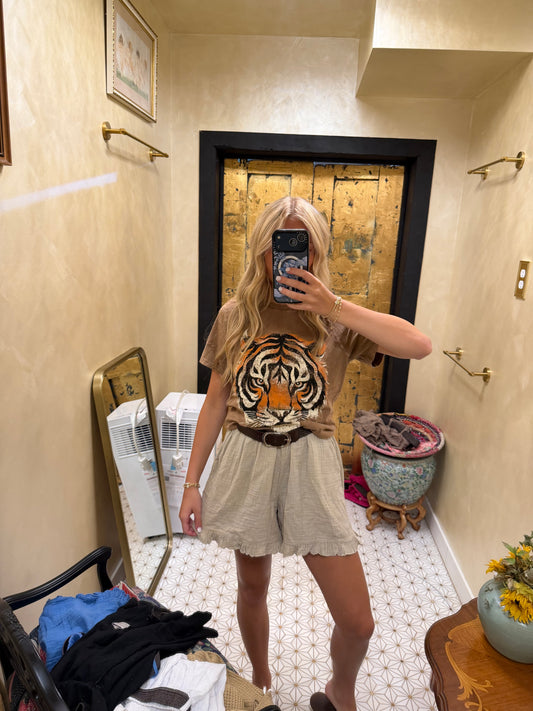 BEIGE COTTON SHORTS