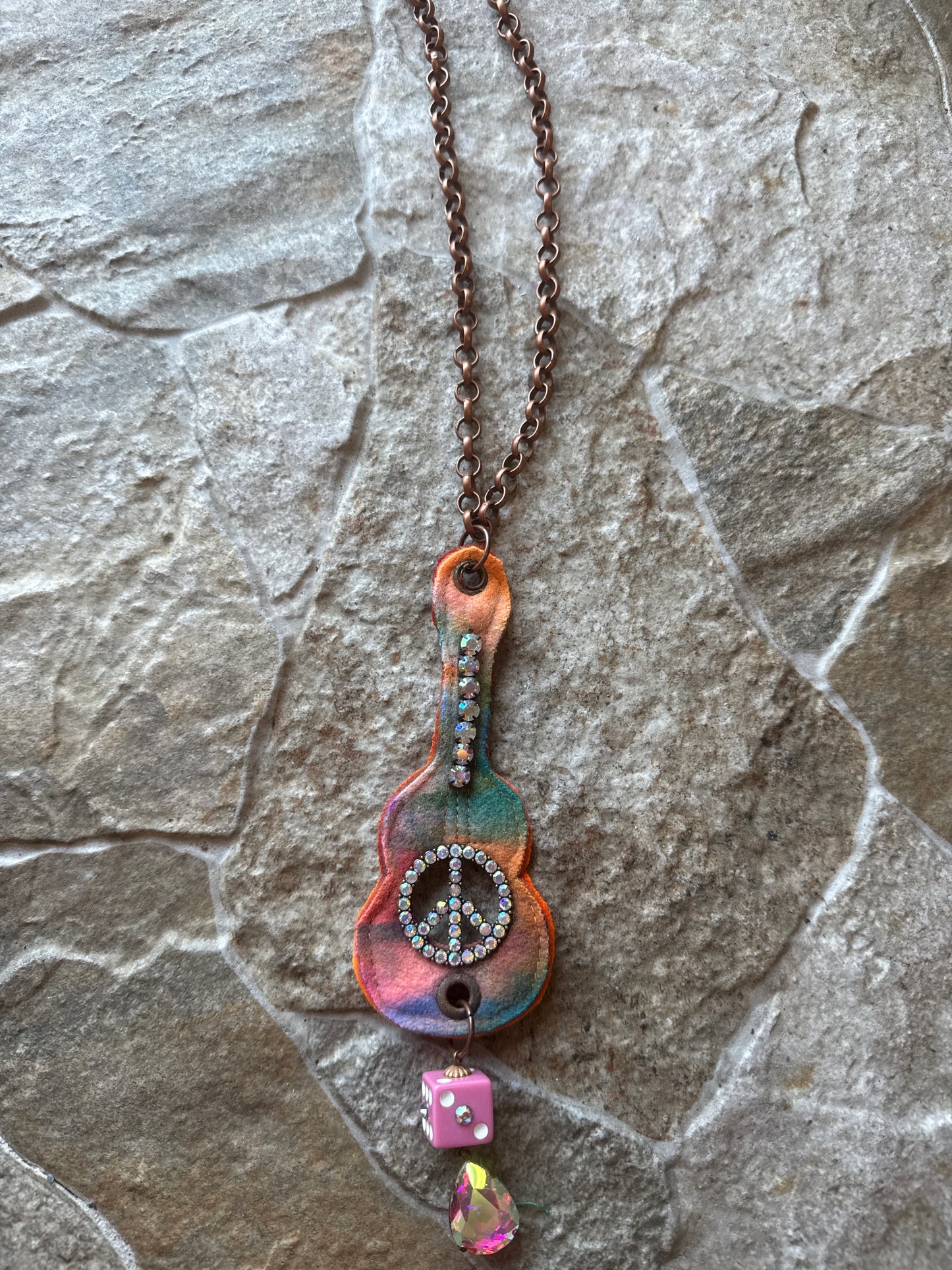 Tie Dye Guitar Necklace