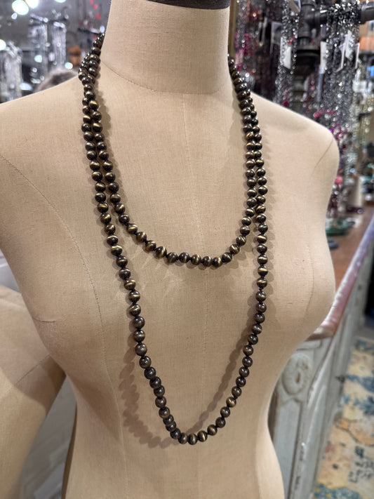 Copper or Brass long bead necklace