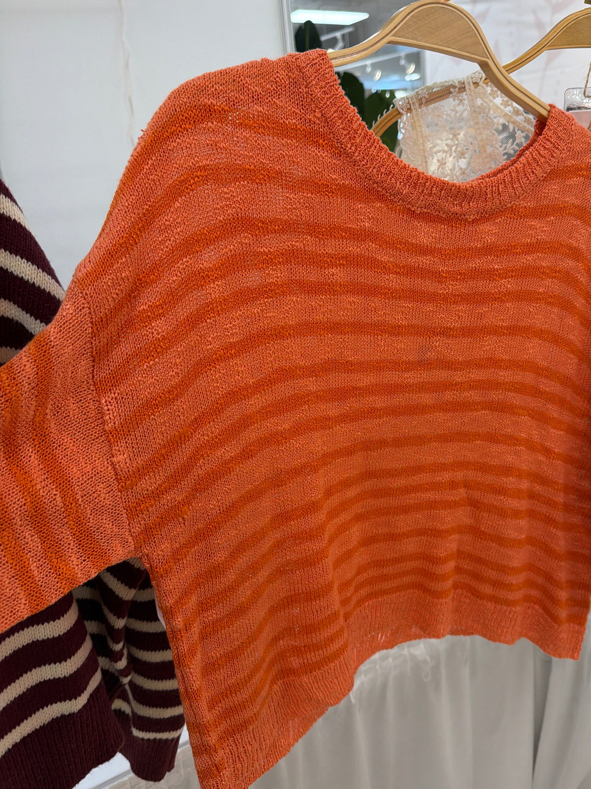 Orange Striped Light weight knit sweater