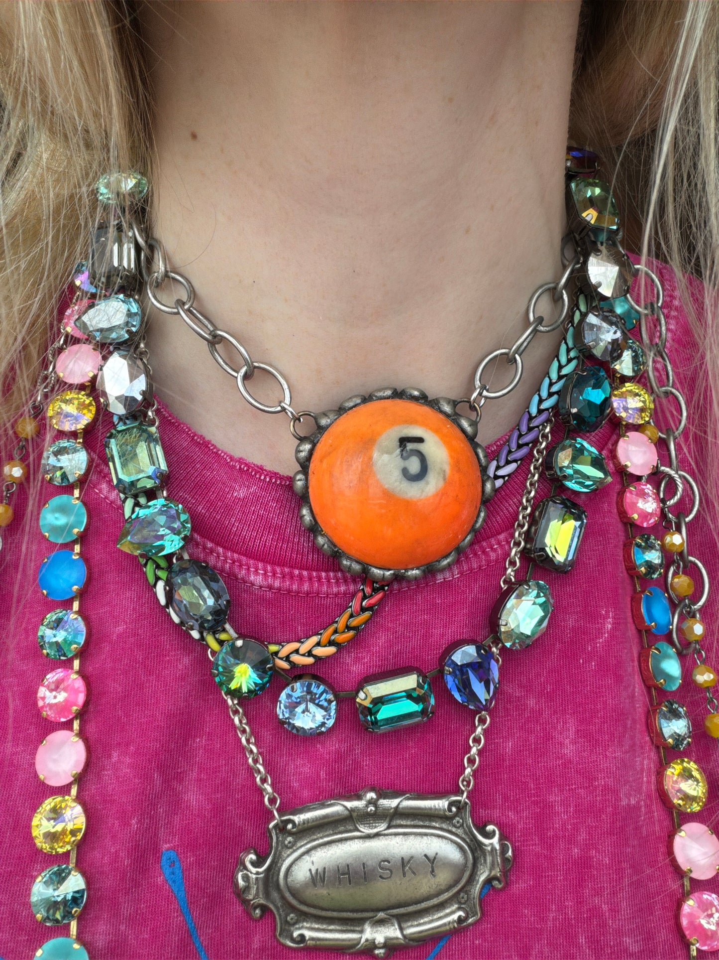 Pool ball necklace