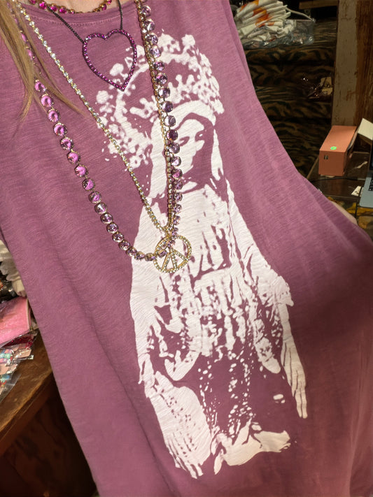 MAUVE LADY OF FATIMA T-SHIRT DRESS