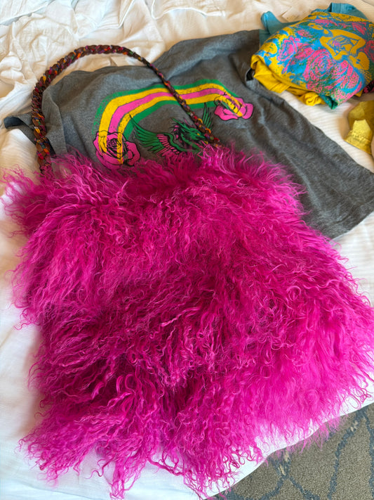 Fuchsia Mongolian Sheep Purse