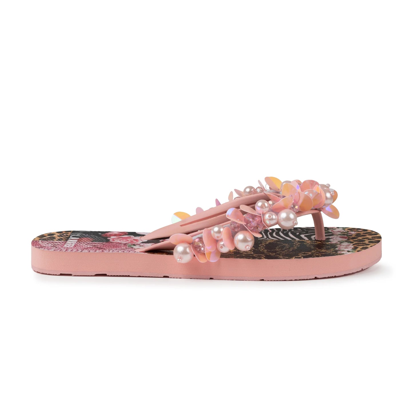 Pink Leopard Zebra Patch slippers