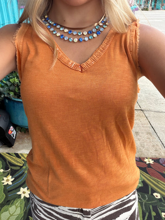 Sequin V-Neck Tank Tops