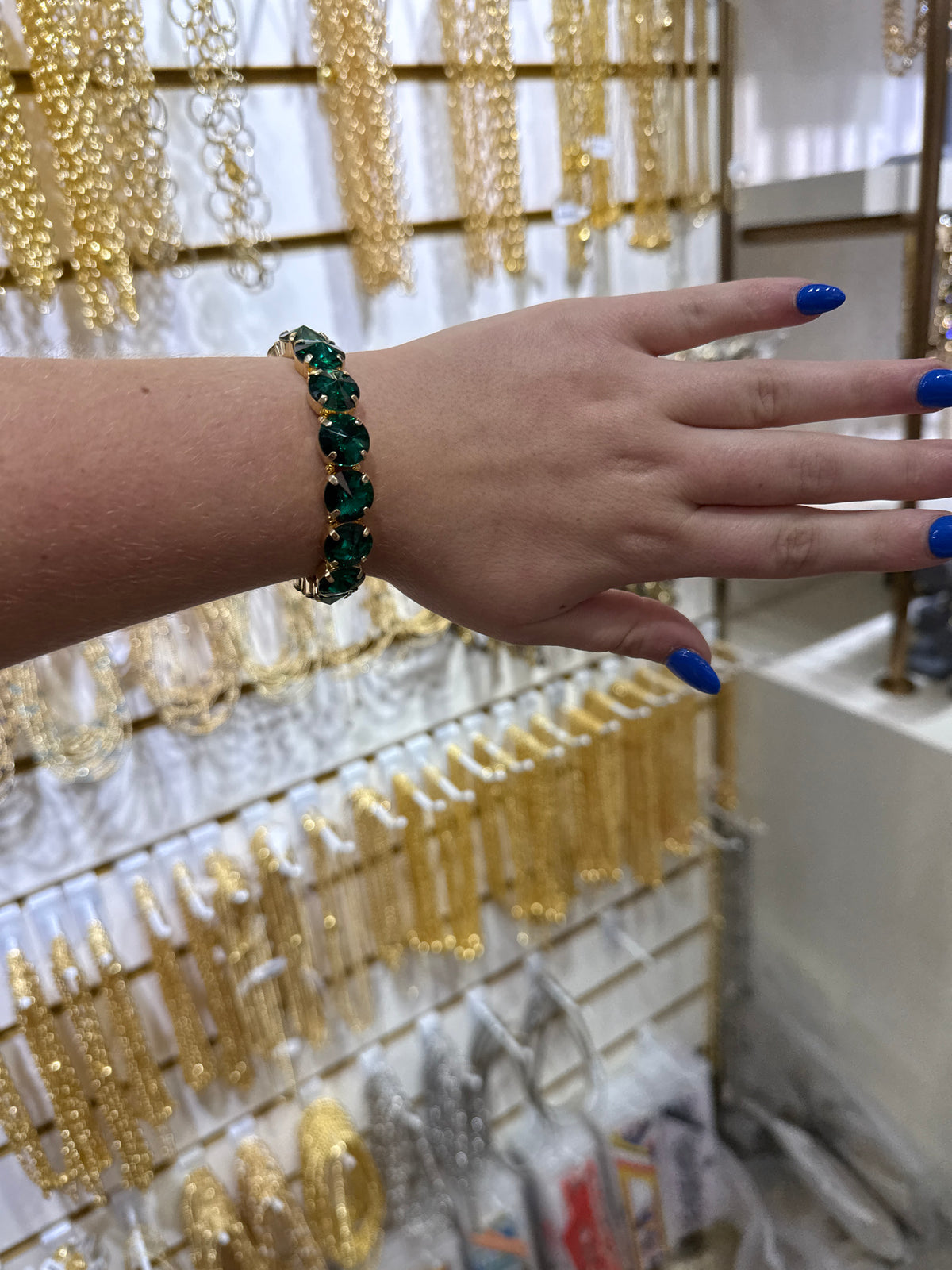 Emerald green  Stretch Bracelet