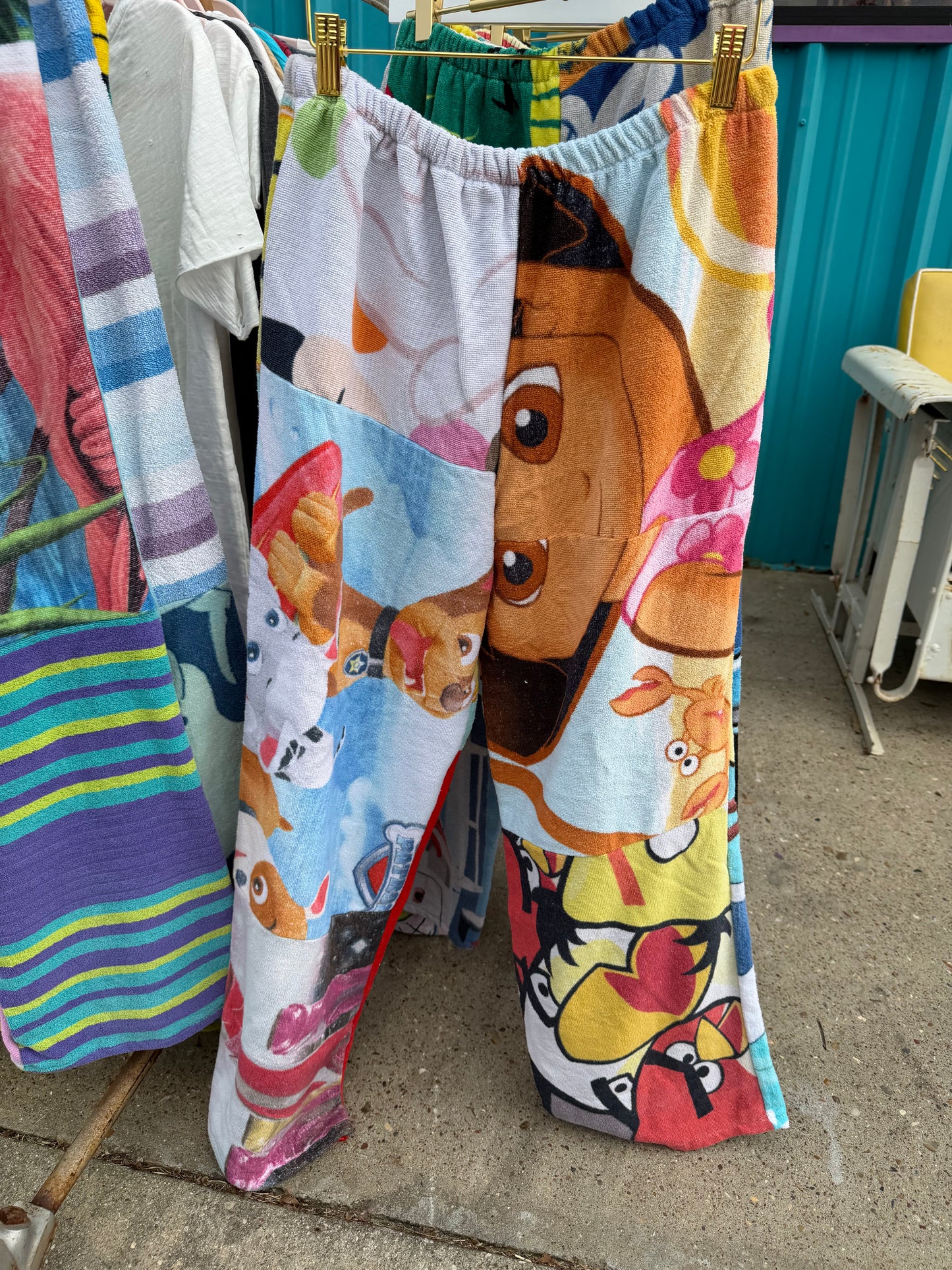 Cartoon BeachTowel Patchwork Pants