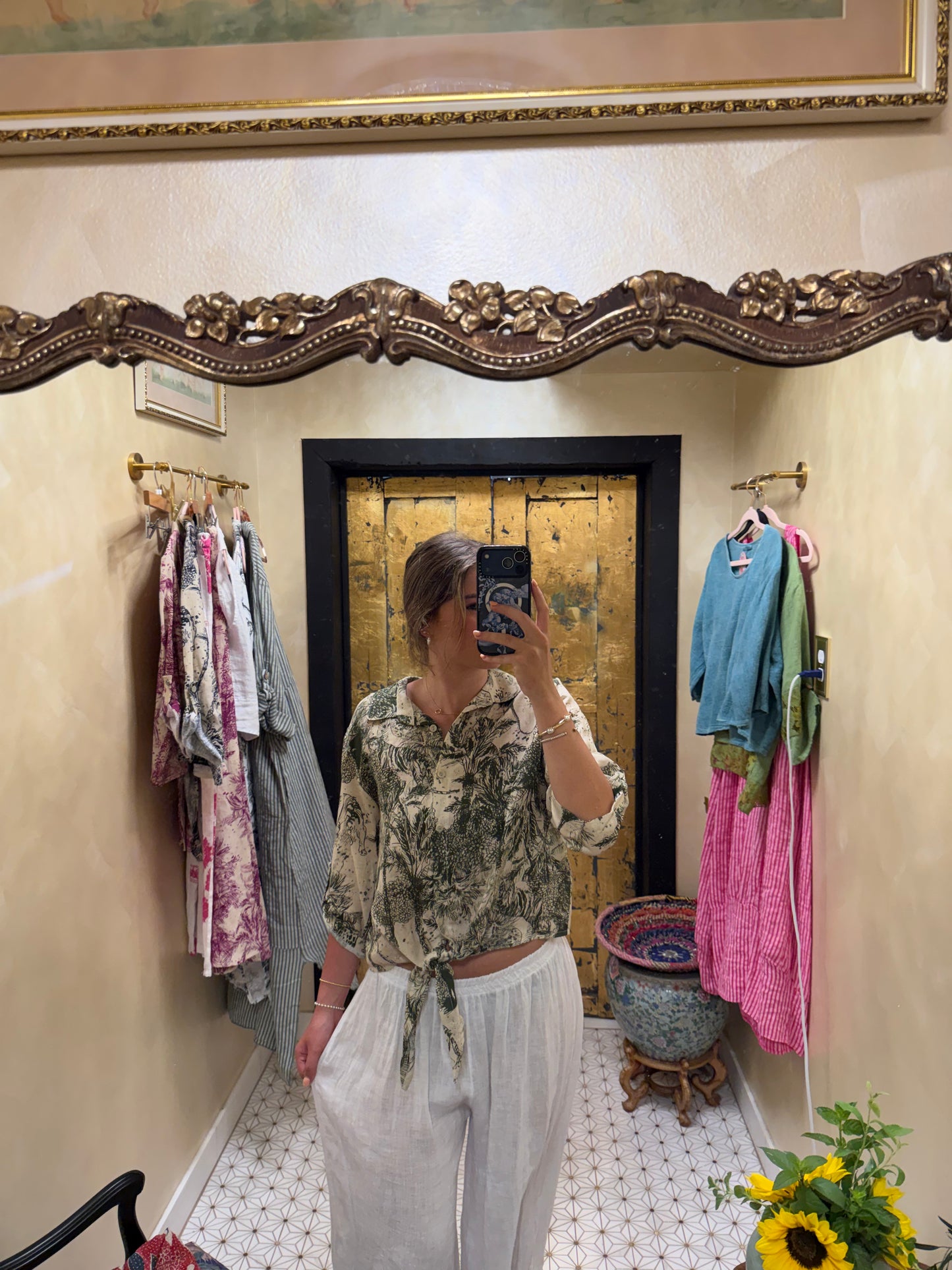 Jungle Toille Linen Blouse