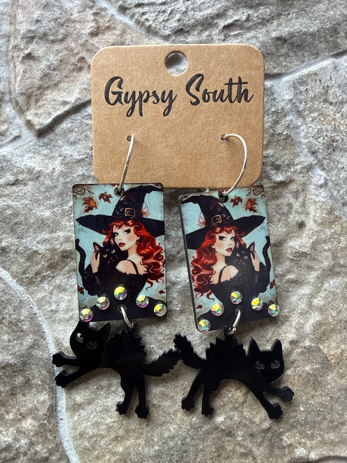 Witch And Cat Earrings