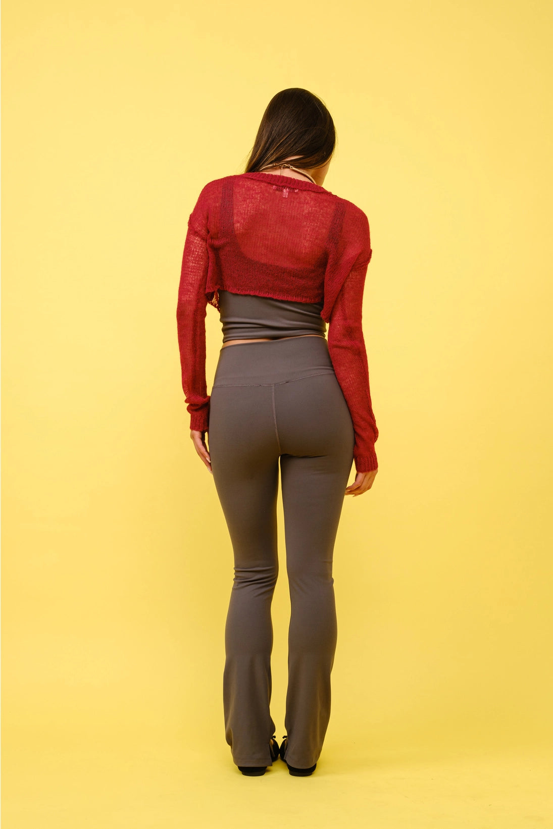 Wine Red Knit Cropped Top