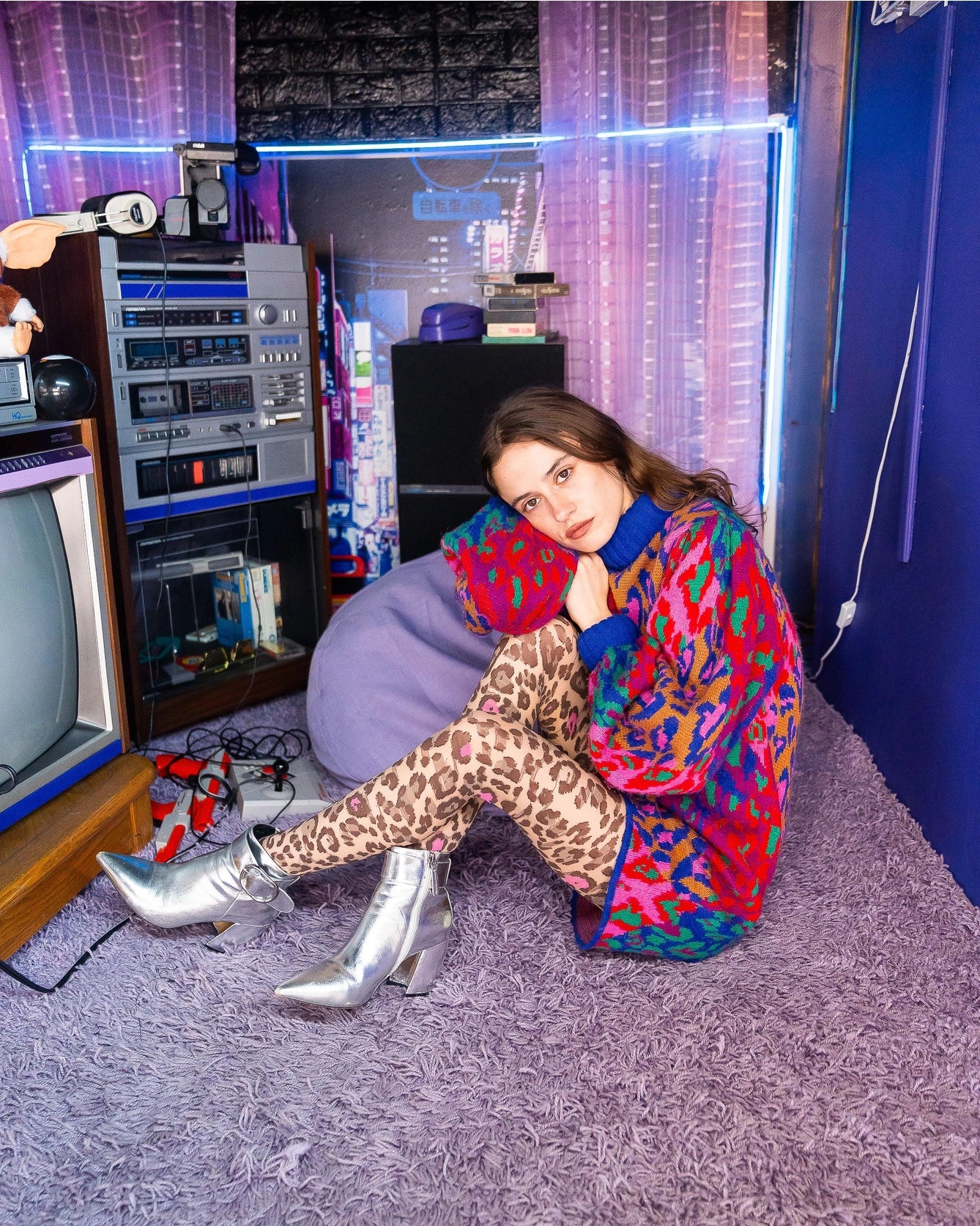 Pink Pop Leopard Print Sheer Tights