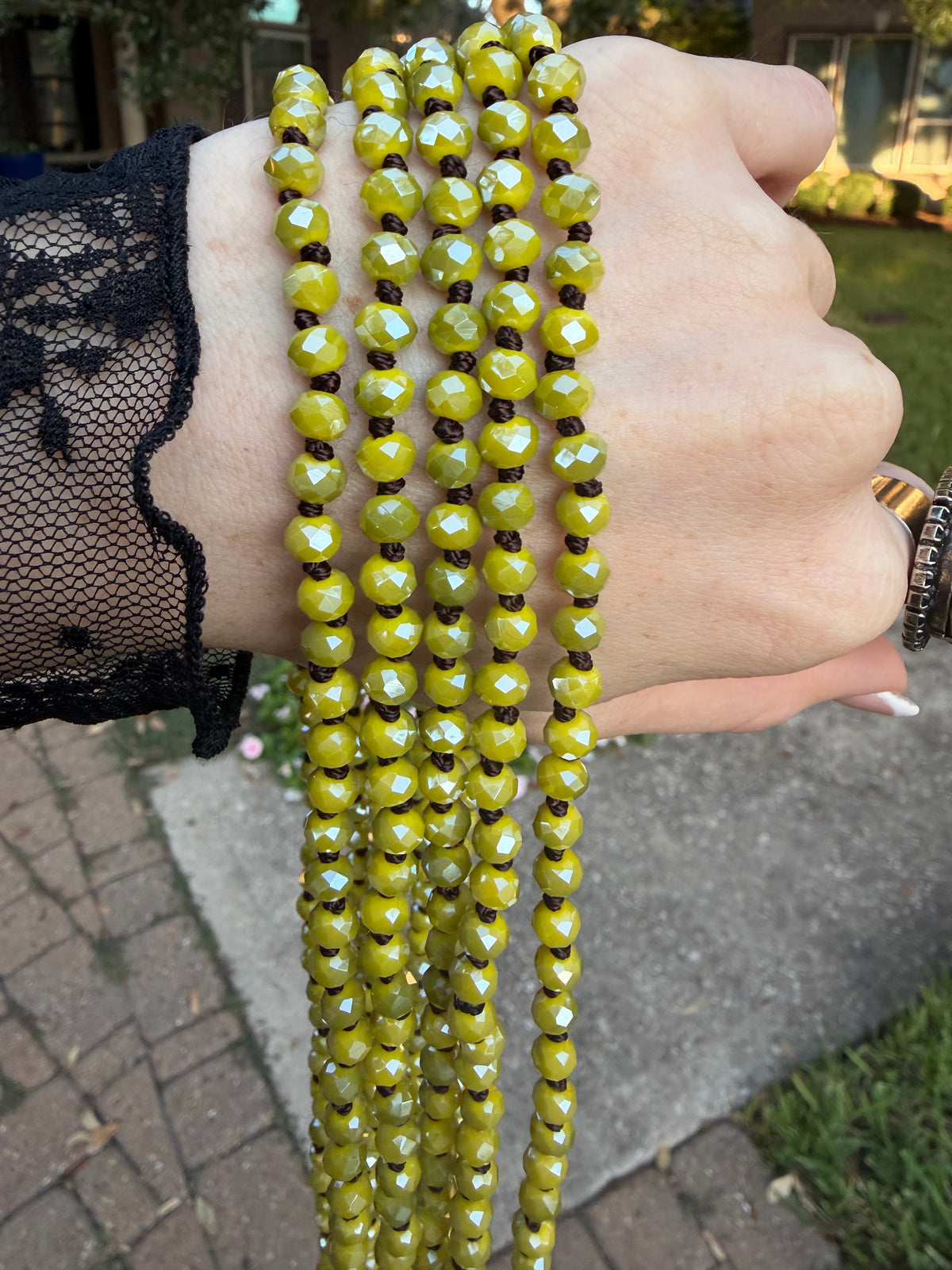 Green Olive Bead Necklace
