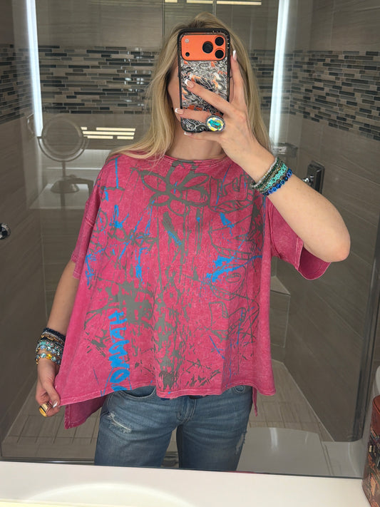 Pink Boxy Flower Power T-Shirt