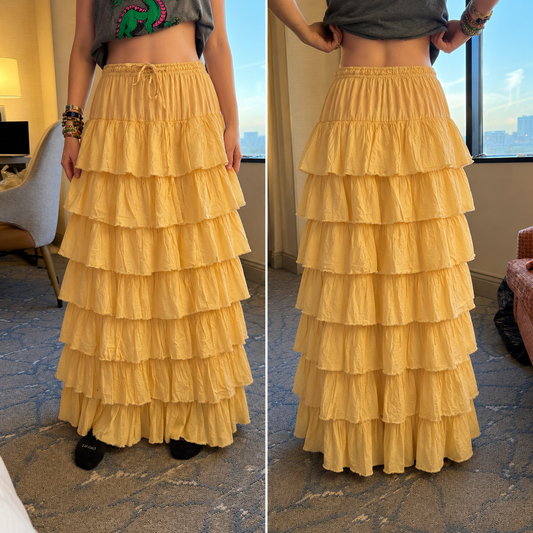 Yellow Tiered Ruffle Skirt