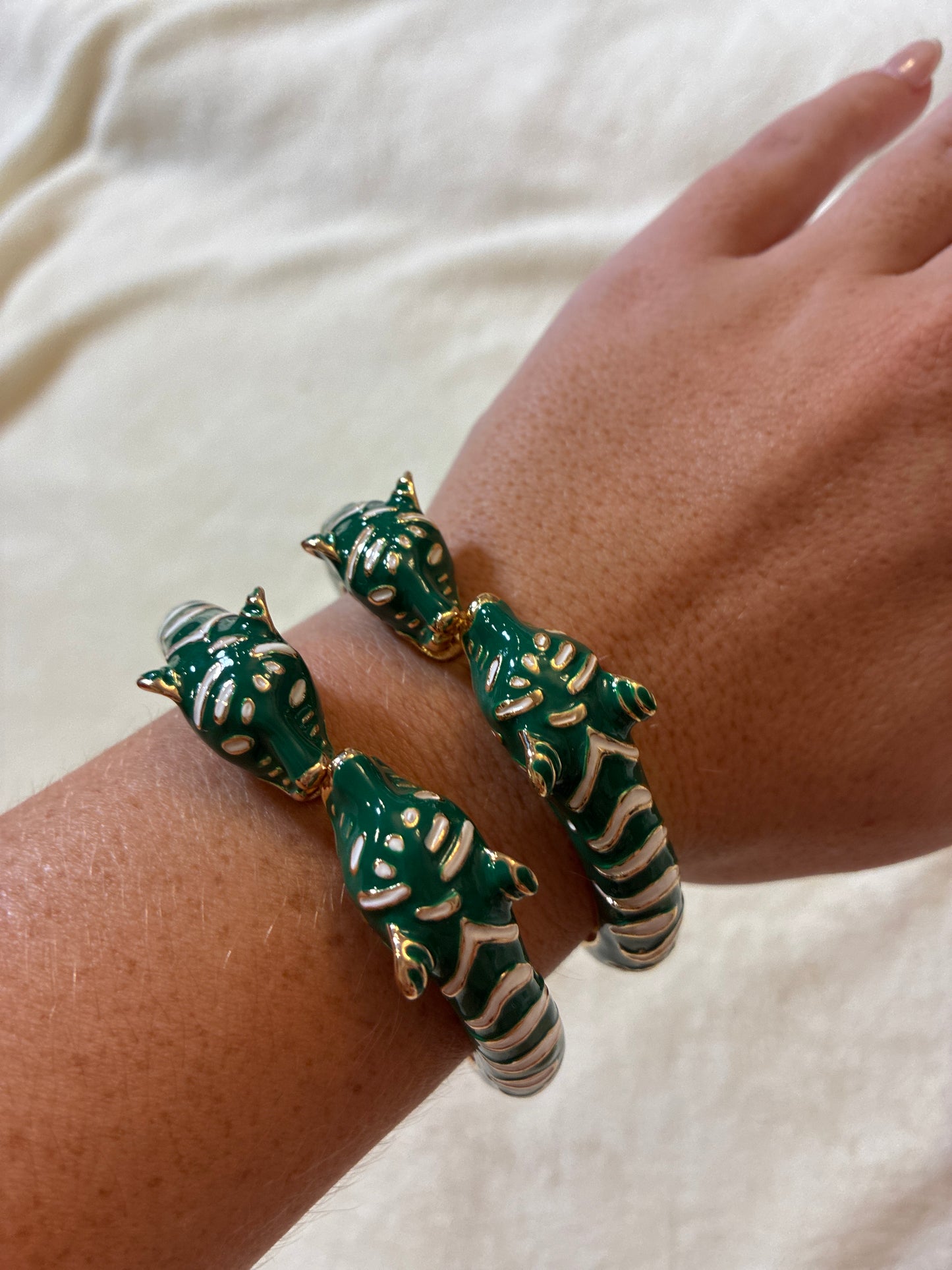 Green And White Tiger Bracelet