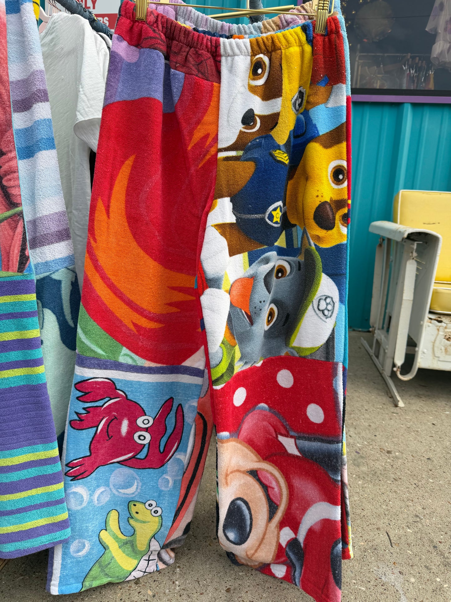 Cartoon BeachTowel Patchwork Pants