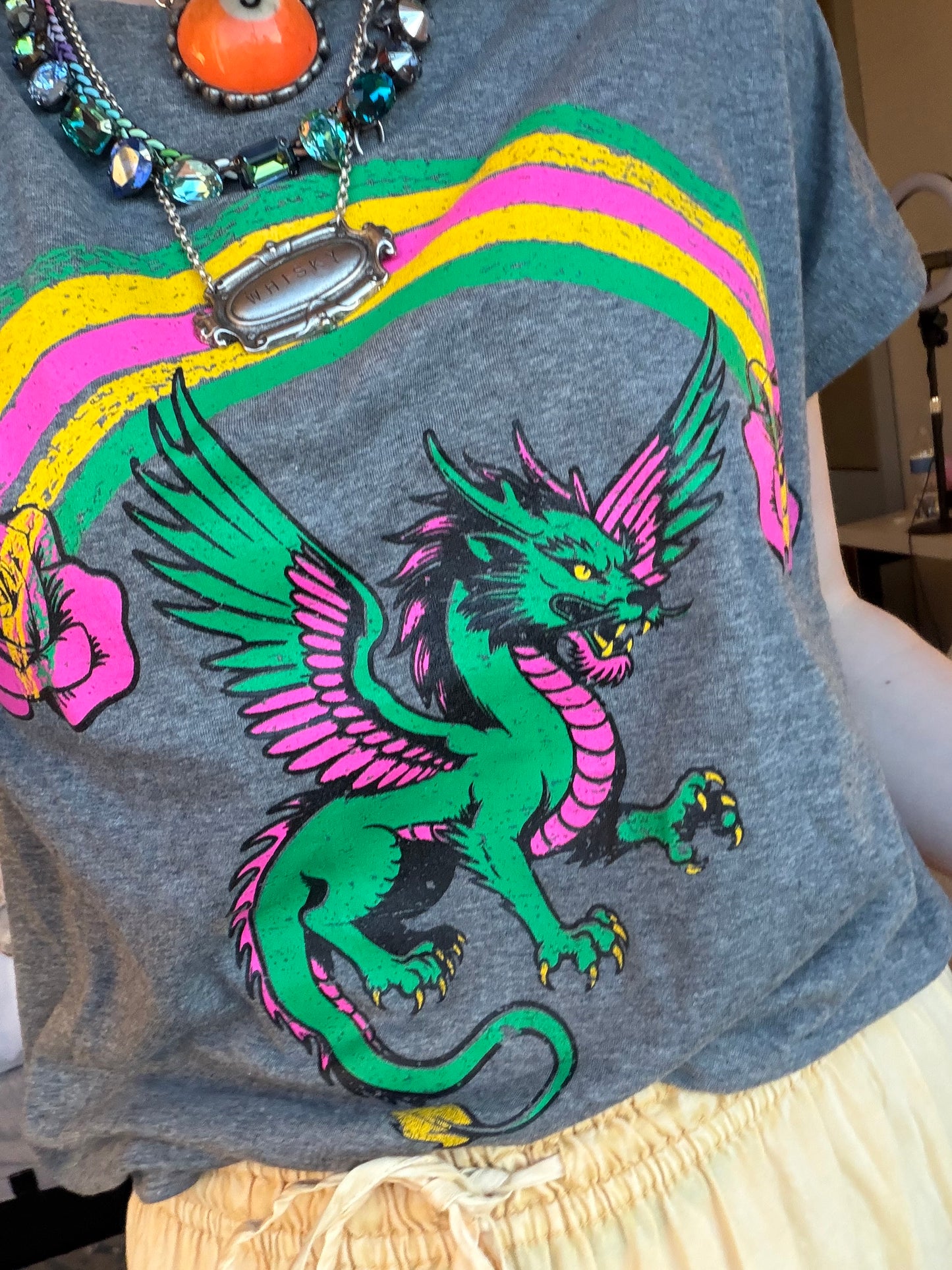 Rainbow Dragon Tee in Gray