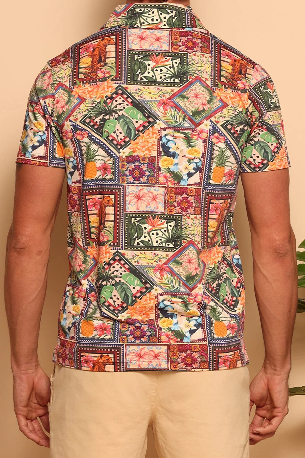 Tropical Patchwork Activewear Men’s Polo