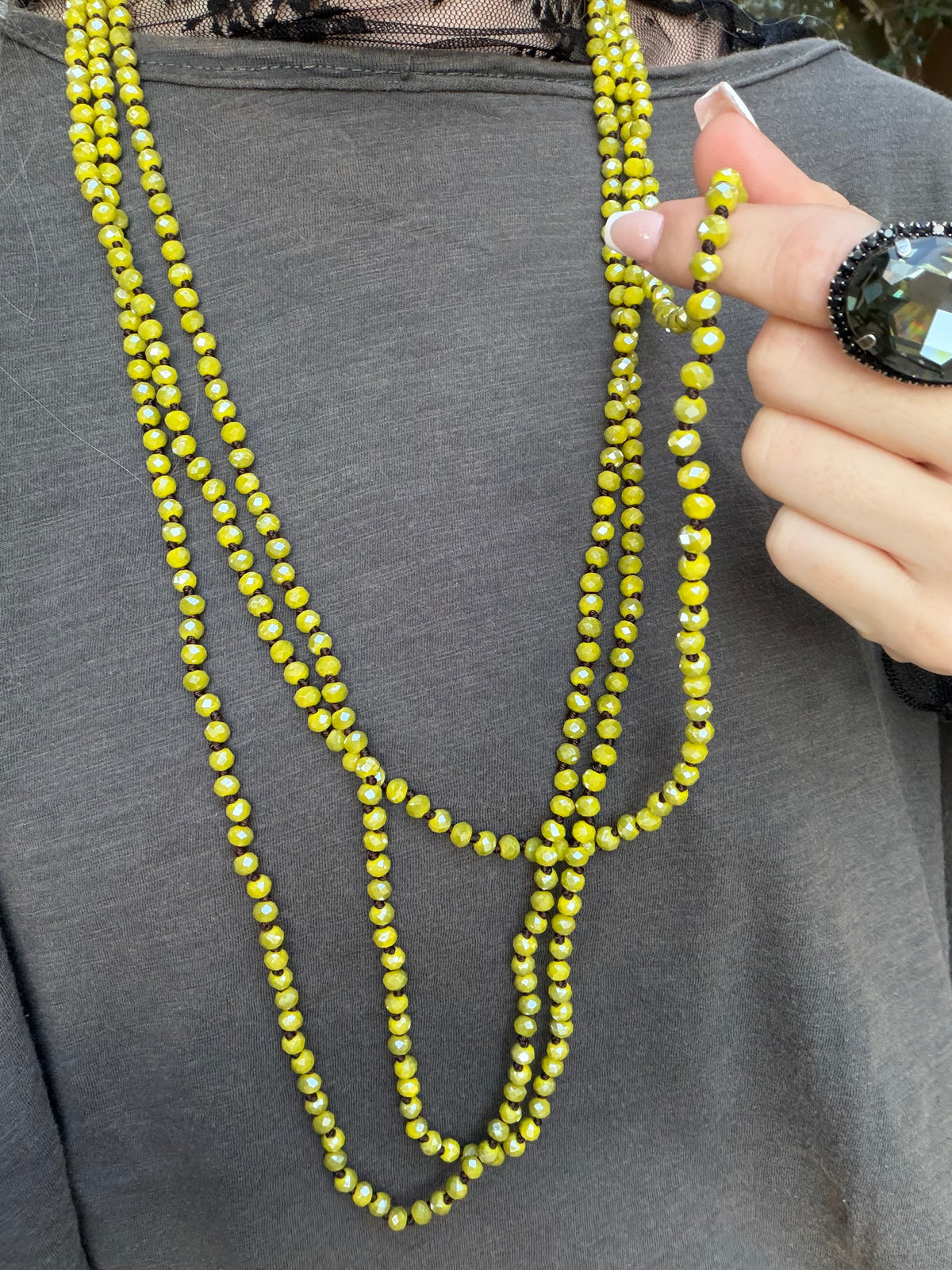 Green Olive Bead Necklace