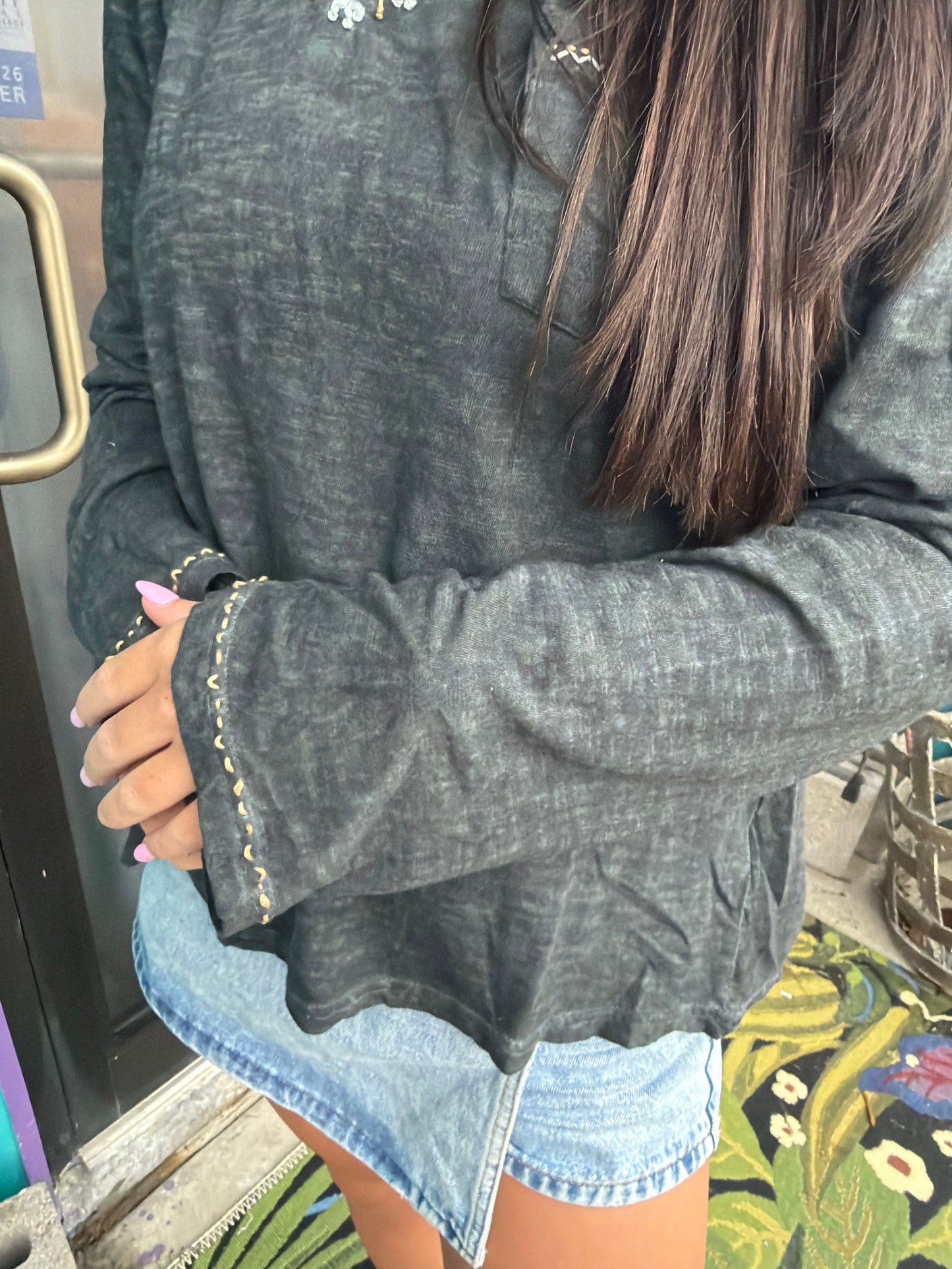 Charcoal Long Sleeve Top