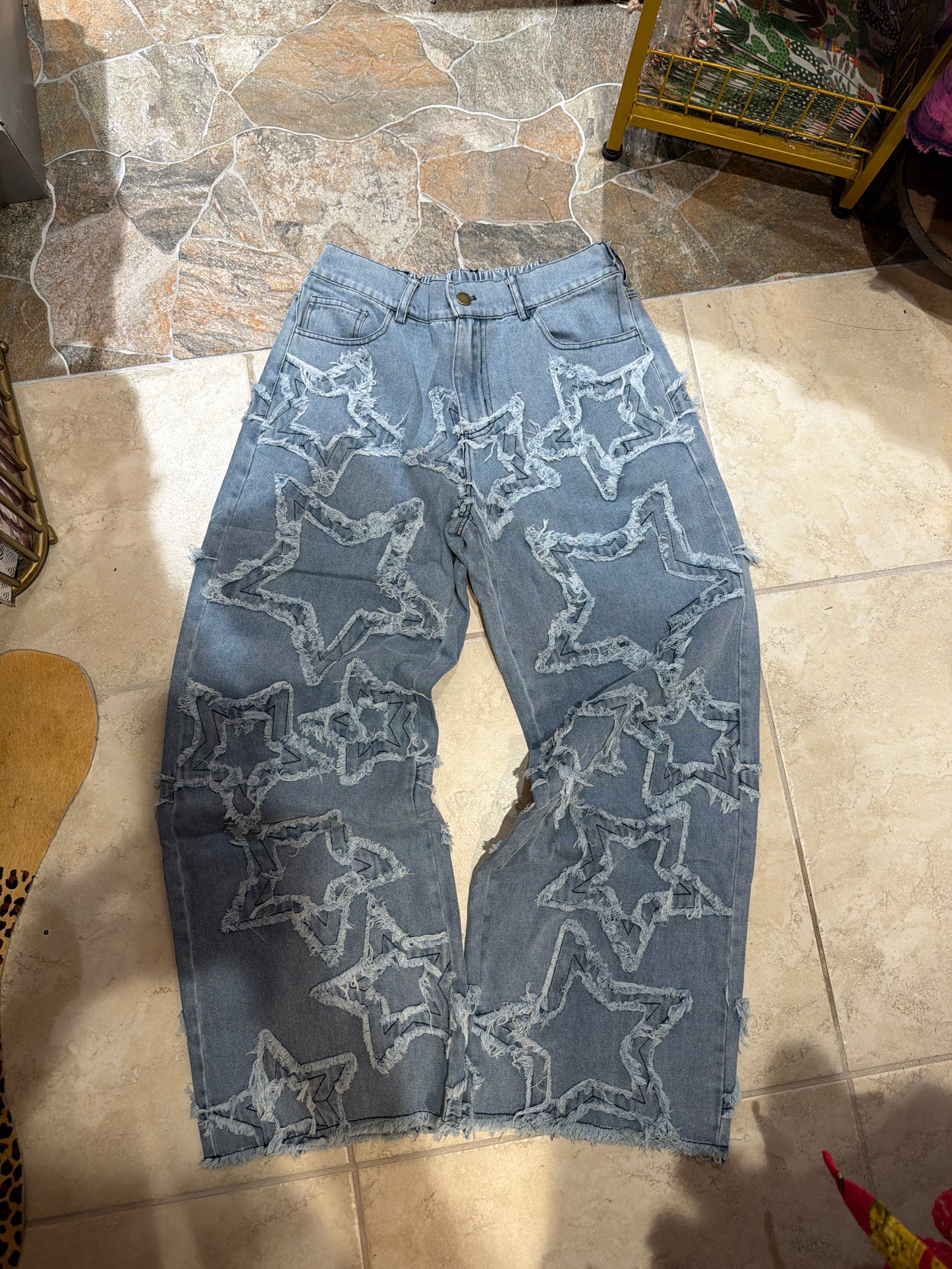 DENIM STAR PATCH PANTS