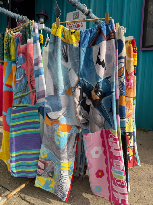 Cartoon BeachTowel Patchwork Pants