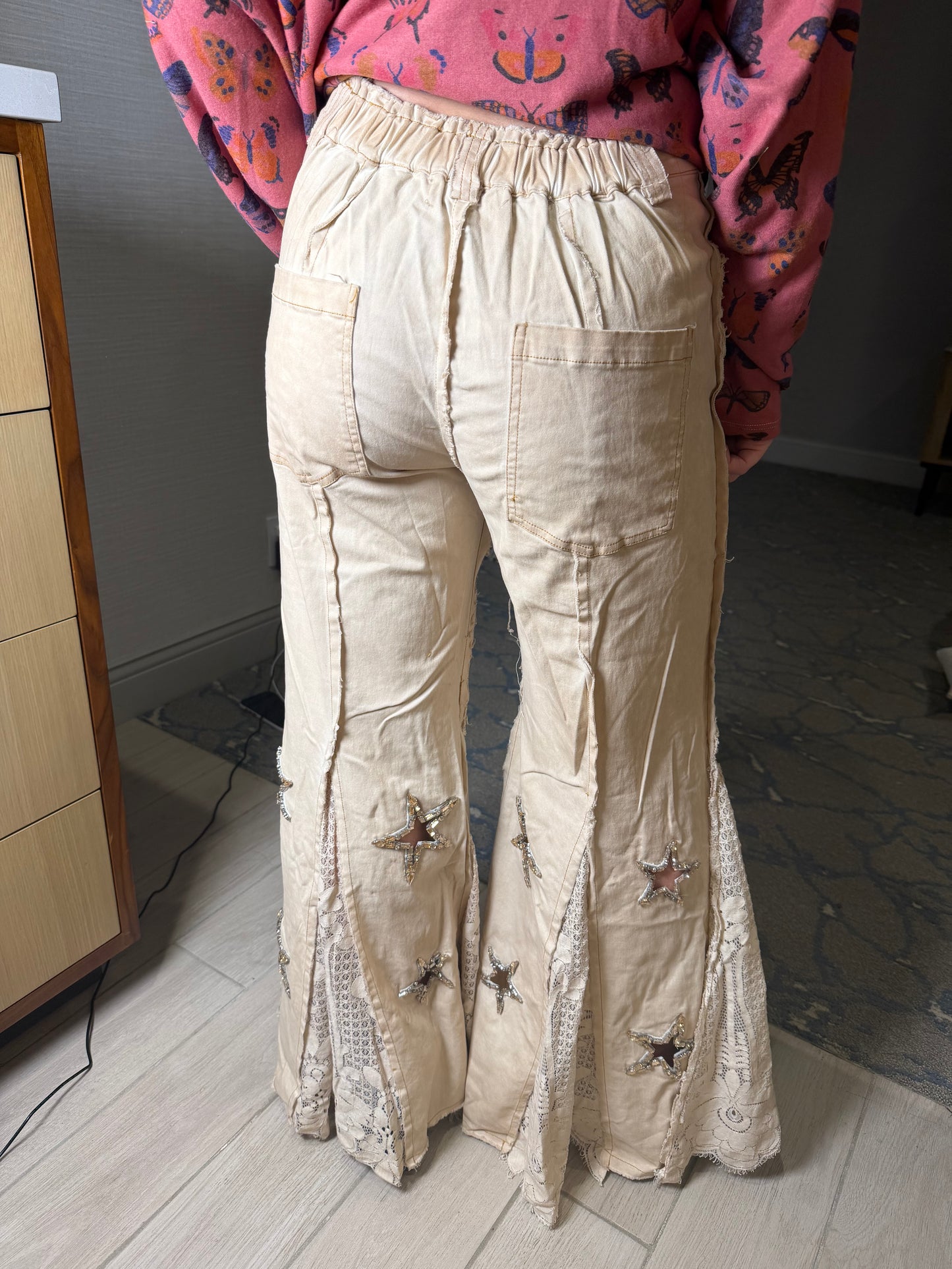 Bootcut Beige Star Pants