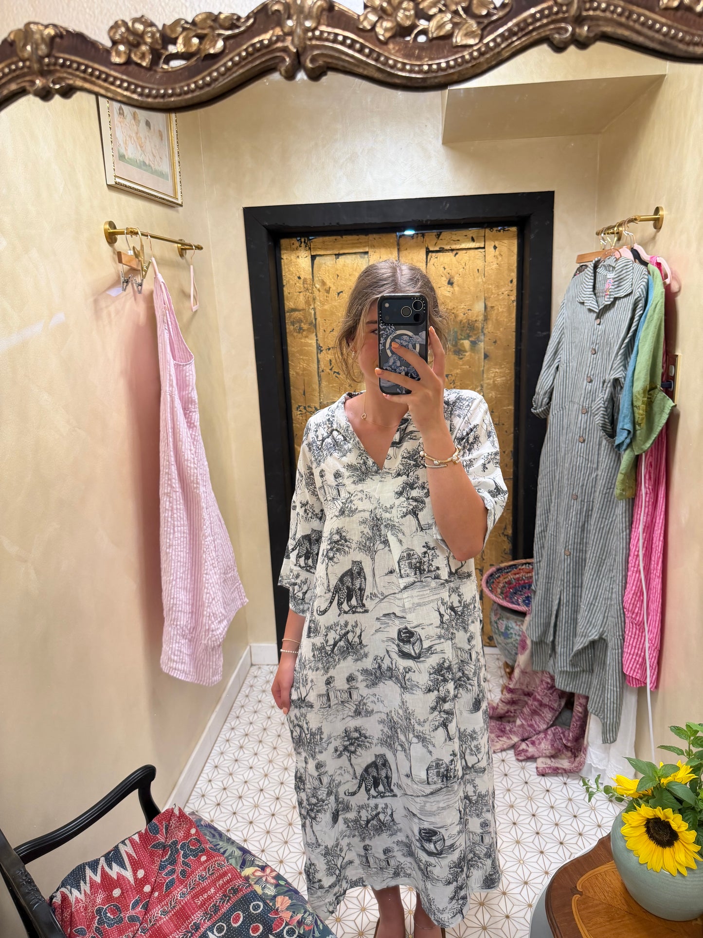 Jungle Toille Linen Dress
