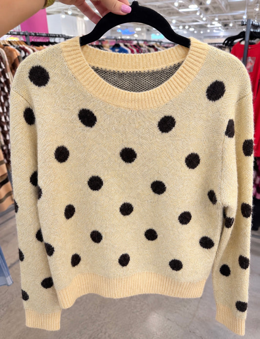 Yellow & Brown Polka Dot Sweater