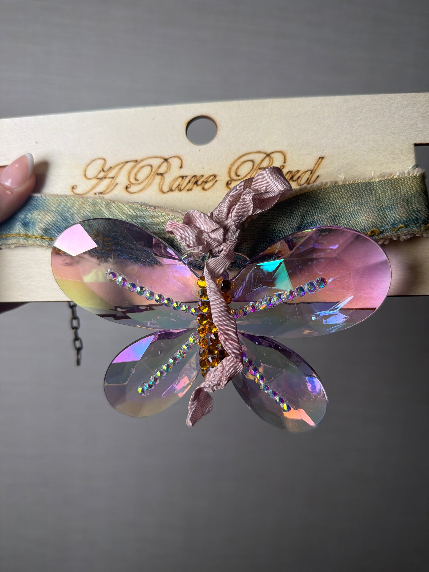 Denim Butterfly choker