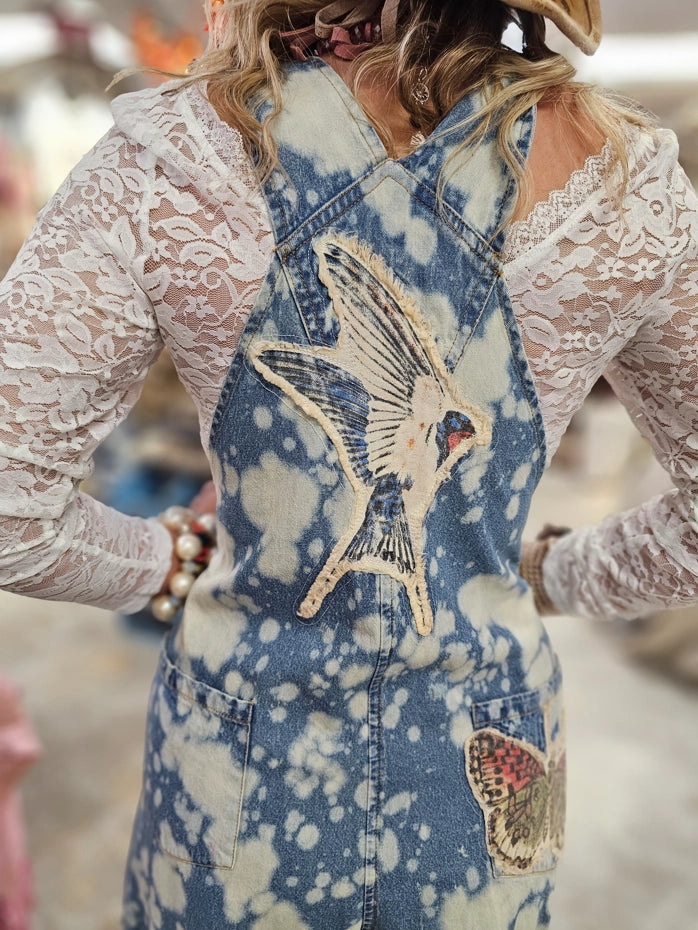 Vintage Butterfly Denim Overalls
