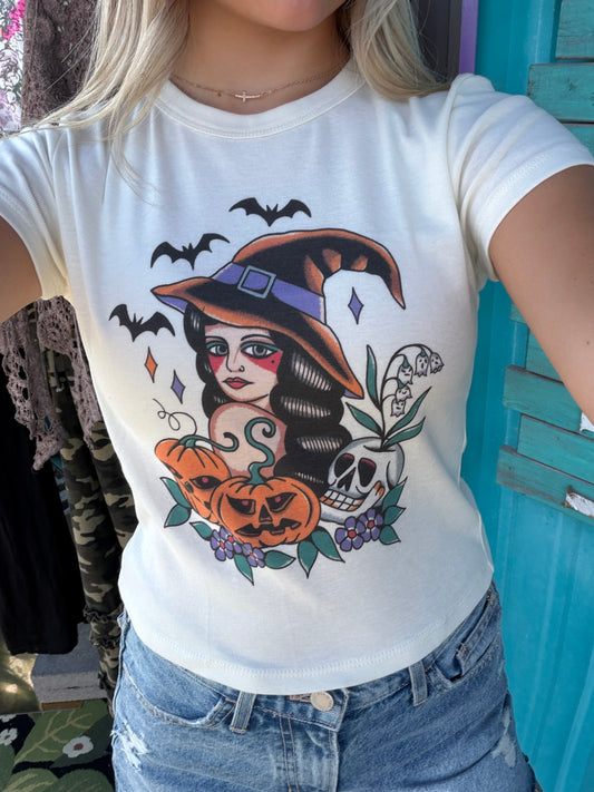 Witches’ Brew Cropped baby tee in Natural