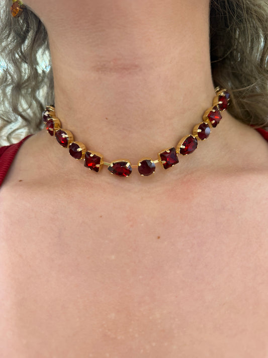 Dark Red Crown Necklace