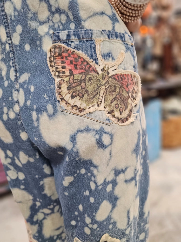 Vintage Butterfly Denim Overalls