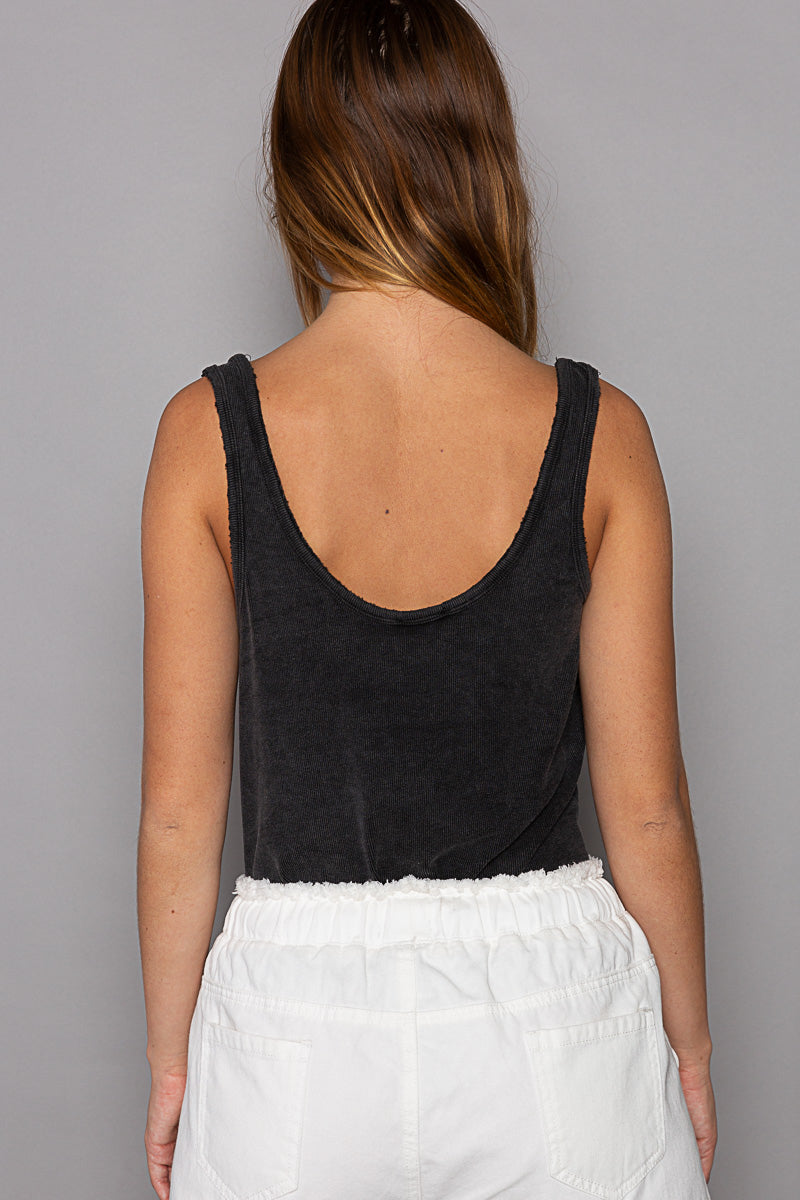 Charcoal Black Pocket Tank Top