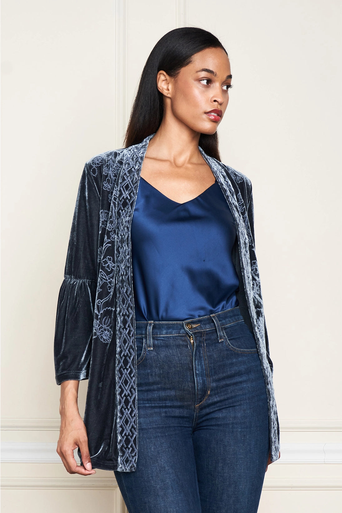 Navy Satin Camisole Tank Top