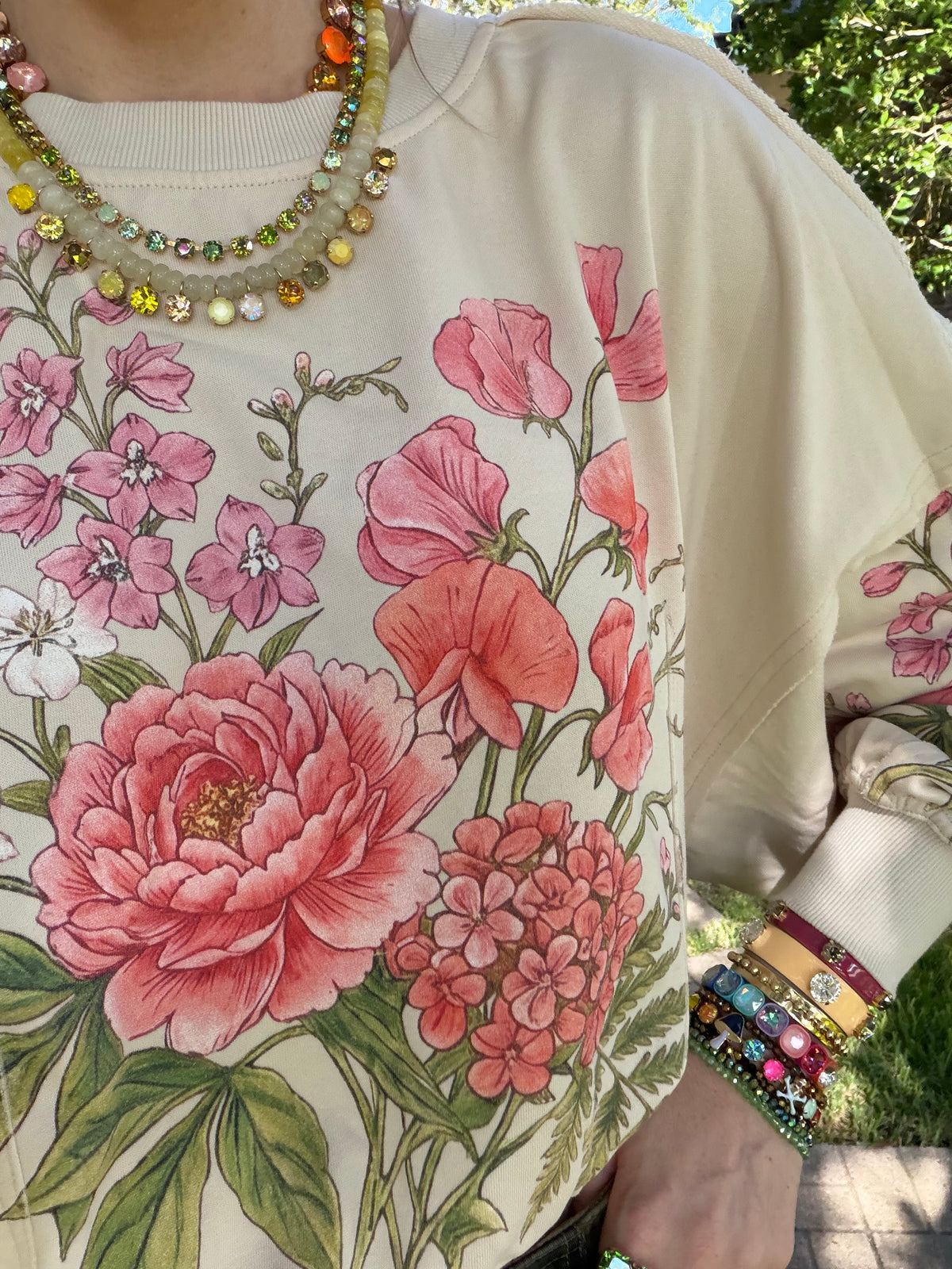 Vintage Botanical Floral Cropped Sweatshirt