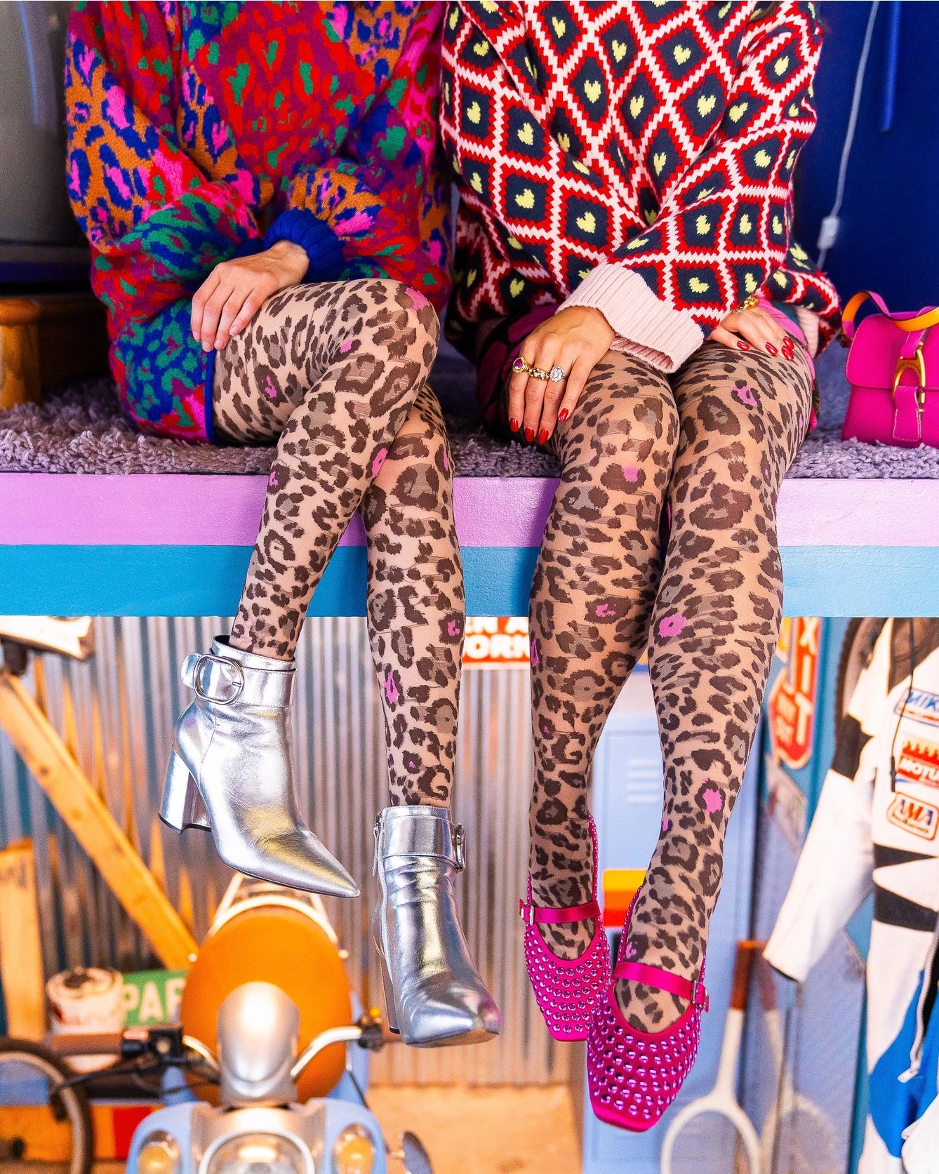 Pink Pop Leopard Print Sheer Tights