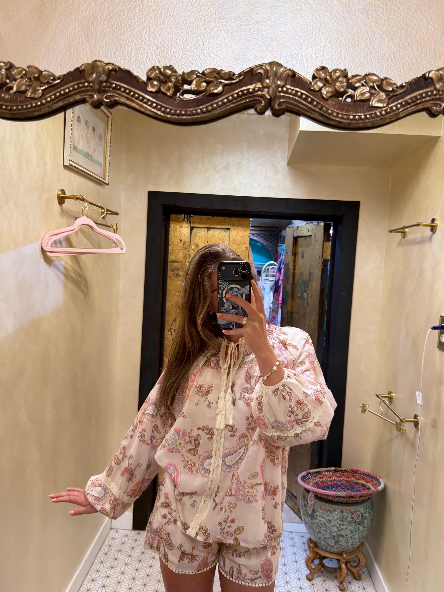 Embroidered Boho Paisley Blouse Top