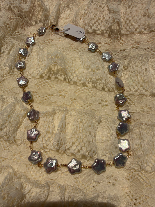 Flower Pearl Gold Filled Chain Necklace