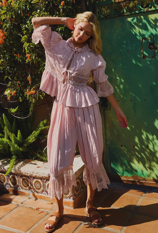 Mauve Silk and Lace Bloomer Set