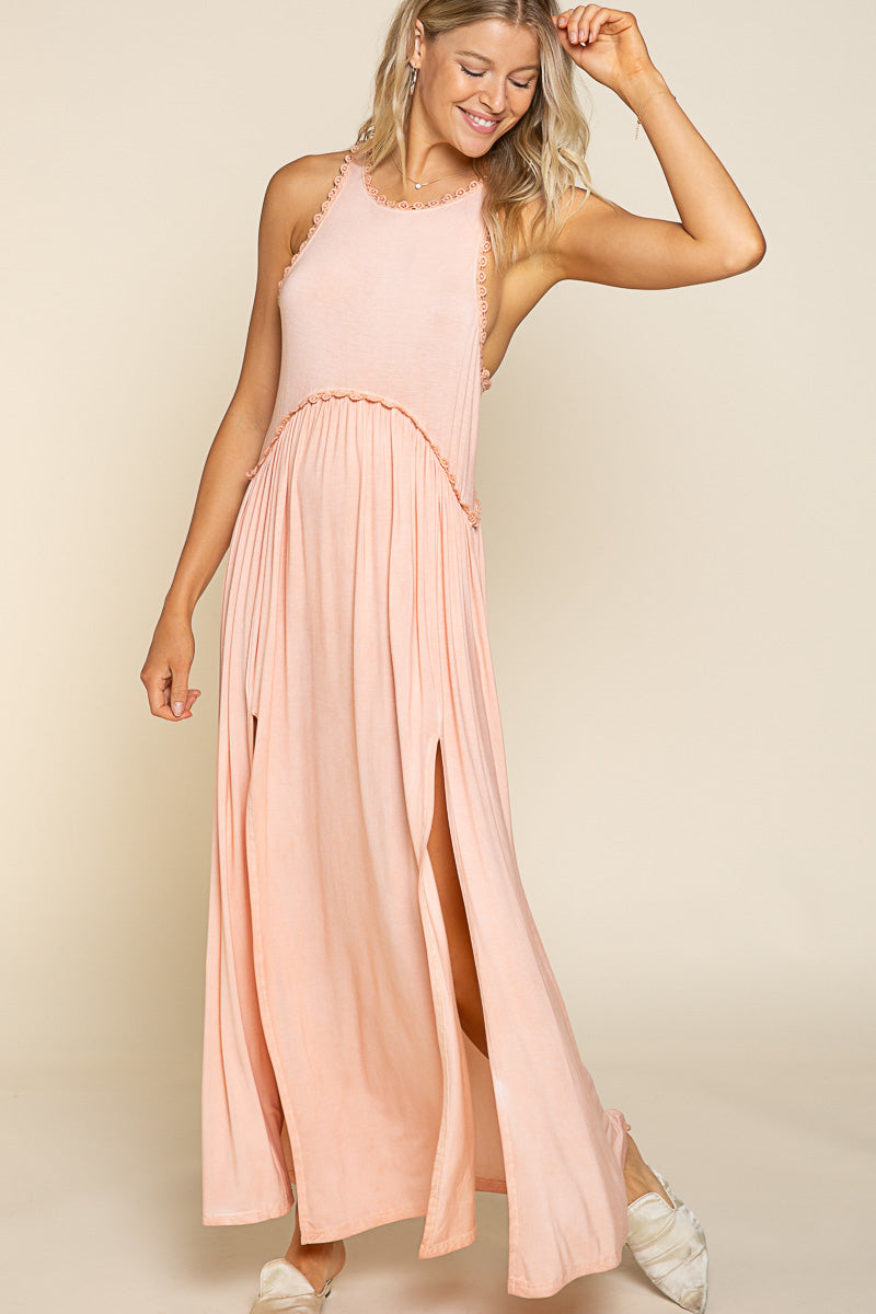 Peach Babydoll Sleeveless Dress