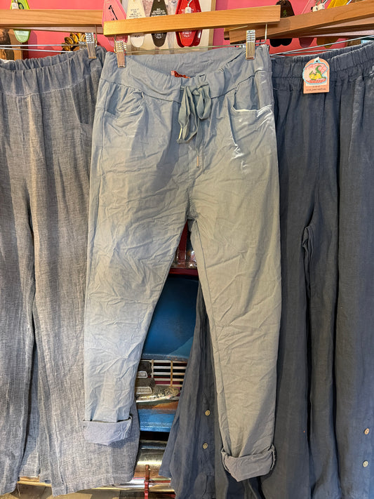 Light Blue Crinkle Skinny Leg Pants