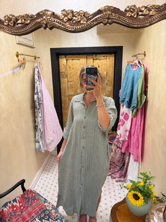 100% linen shirt dress