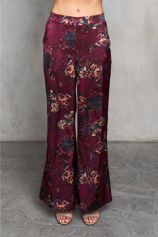 Satin Verona Print Palazzo Pant