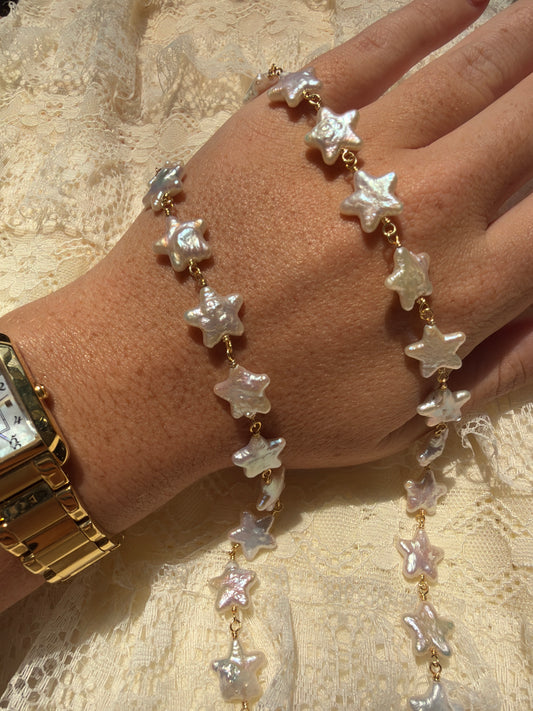 Star Pearl Gold Filled Chain Necklace